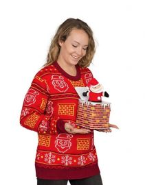 Jack in The Box Santa Claus Adult Red 3D Ugly Christmas Sweater at Amazon